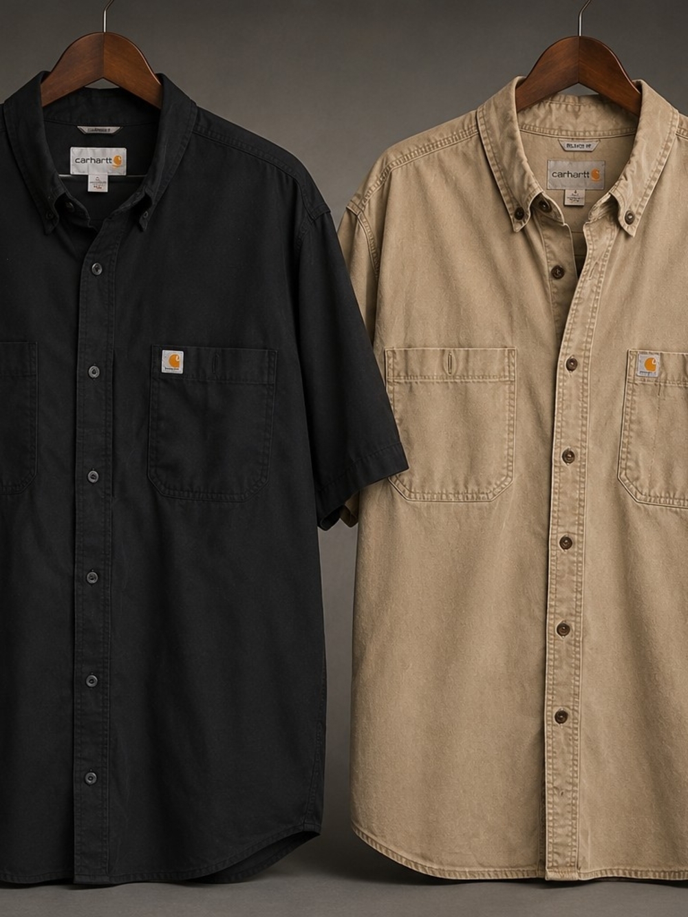 Carhartt Men’s Short-Sleeve Work Shirt - Black & Brown. XL TALL.